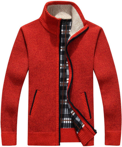 Men'S Casual Slim Full Zip Thick Knitted Cardigan Sweaters with Pockets